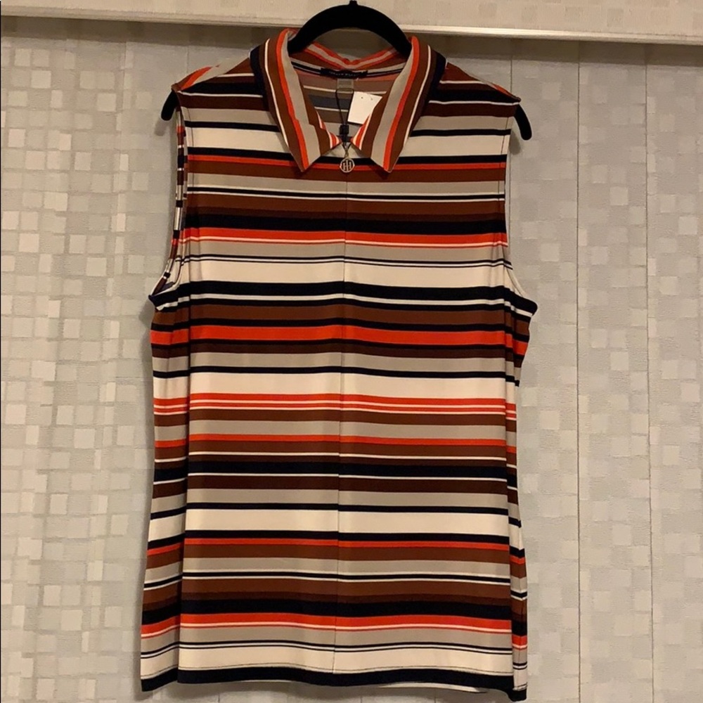 Tommy Hilfiger NWT Striped Front Zipper Blouse XL